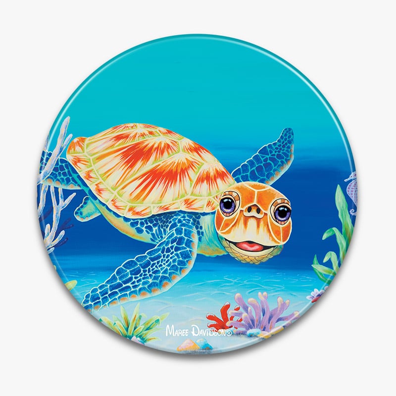 Under The Sea - Ceramic Trivet - Sea Turtle with Coral