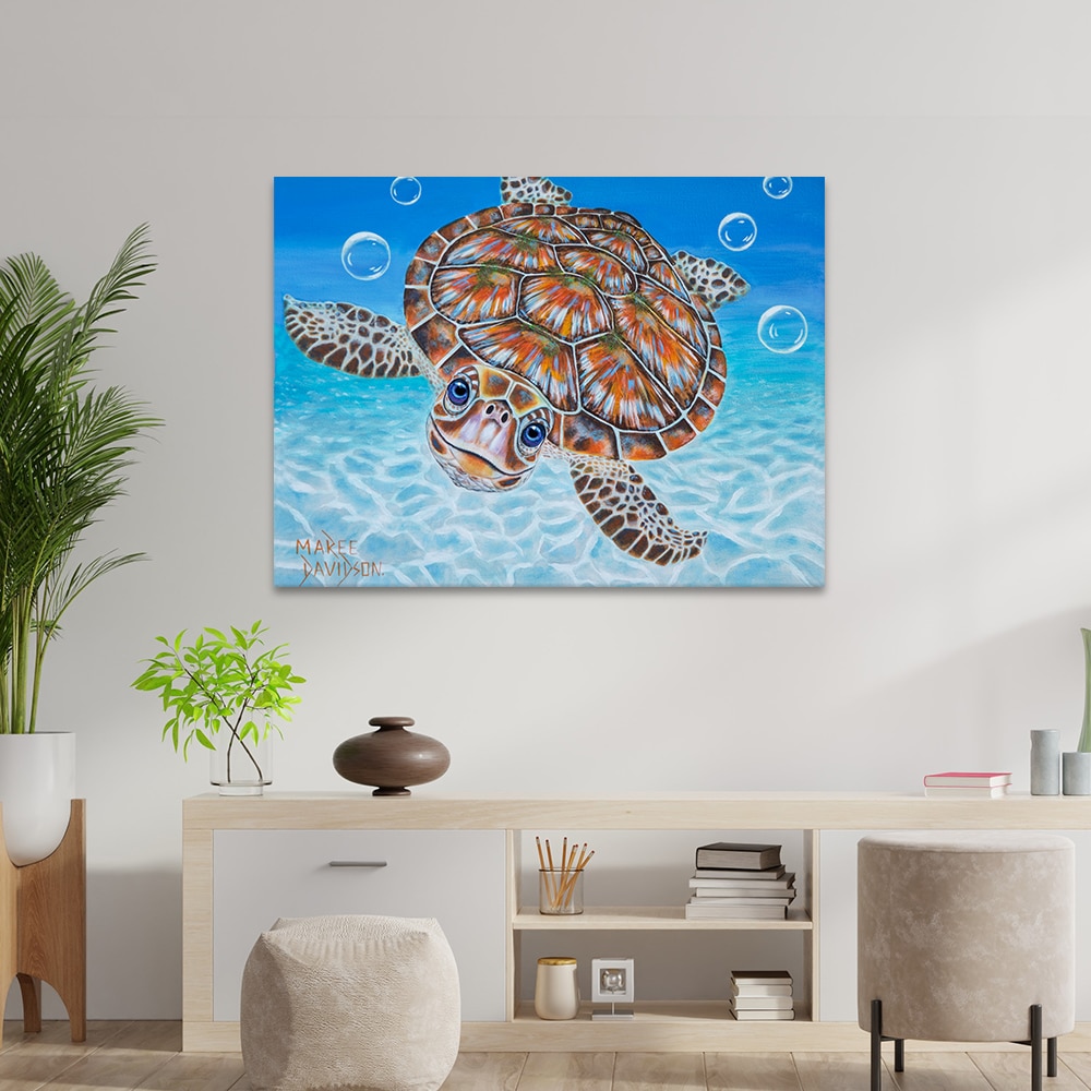 Bubbles the Green Sea Turtle - Canvas Print